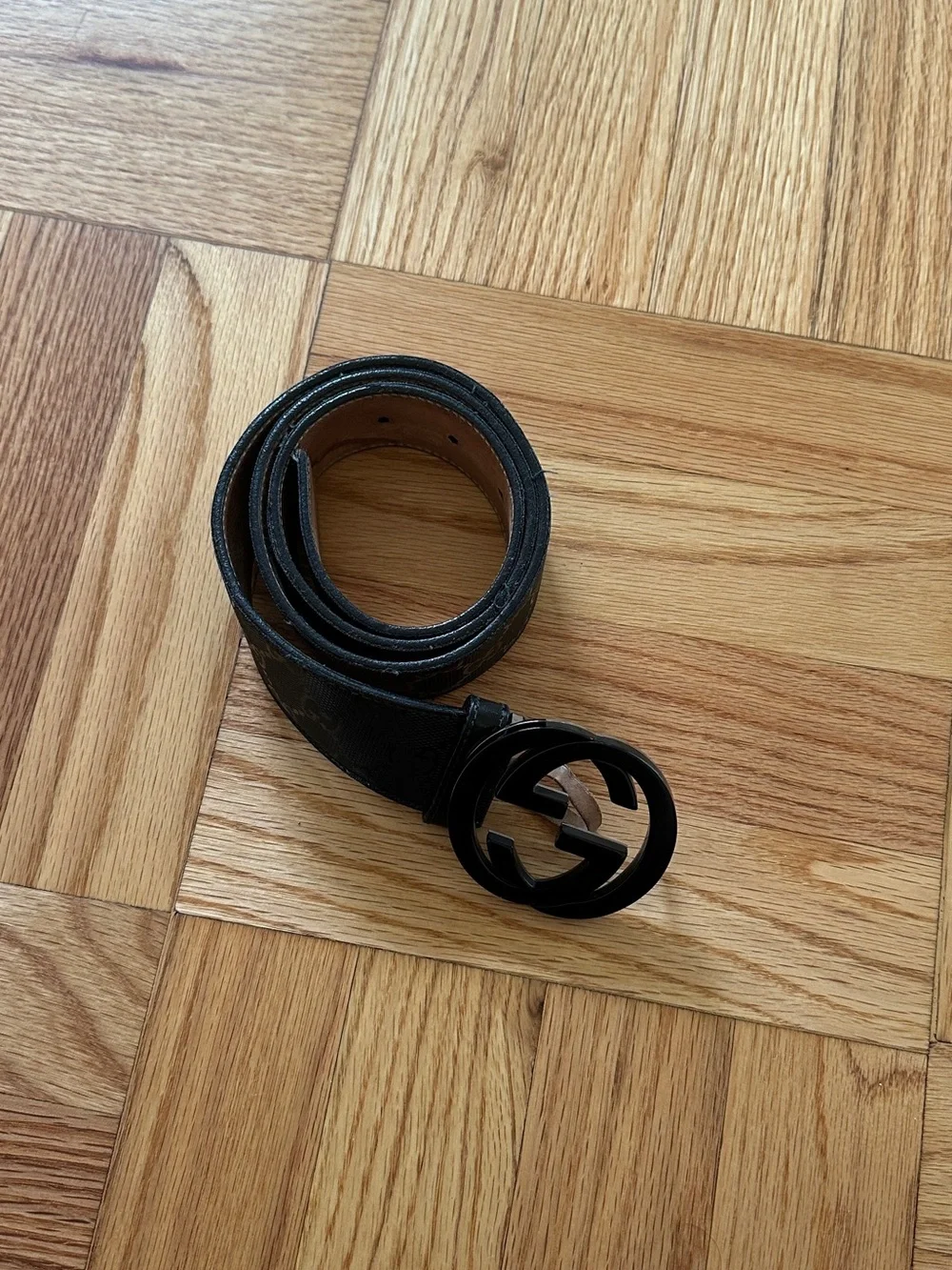 Gucci Black Interlocking G Logo Belt